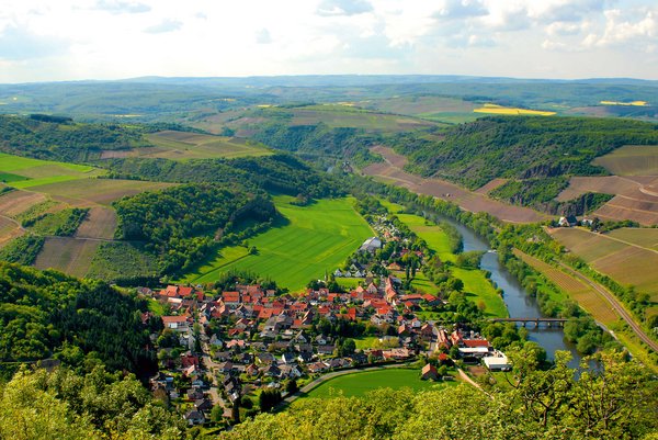 Luftaufnahme von Oberhausen an der Nahe vom Aussichtspunkt